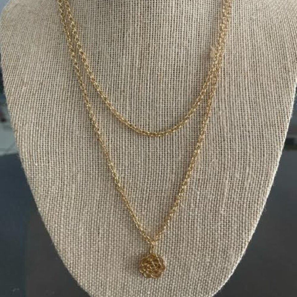 Hand-made layered golden Flower necklace